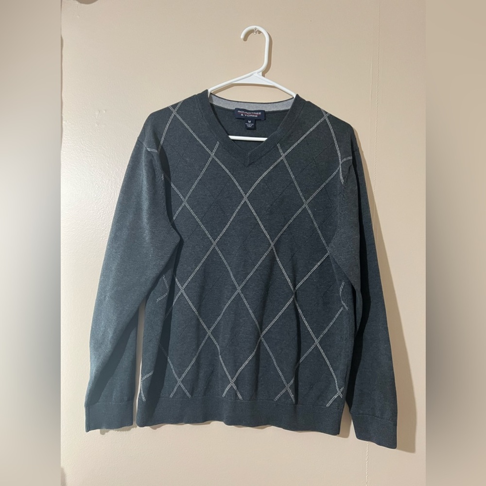Roundtree & Yorke Casual Mens Sweaters Size M Gray White
